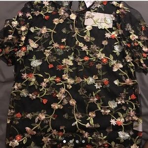 Black sheer embroidered top!